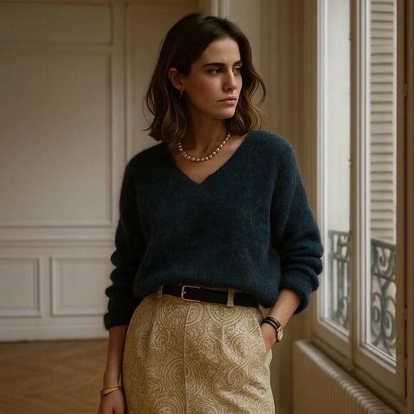 Mes Soeurs Et Moi Merino Wool Mohair Knit Sweater Cropped French Parisian Crop - Picture 1 of 10